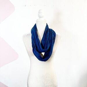 J. Jill 100% Linen Infinity Scarf Blue Coastal Lagenlook Minimalist Layers
